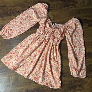 Gorgeous Floral Dress: ORANGE PINK YELLOW Size SMALL
